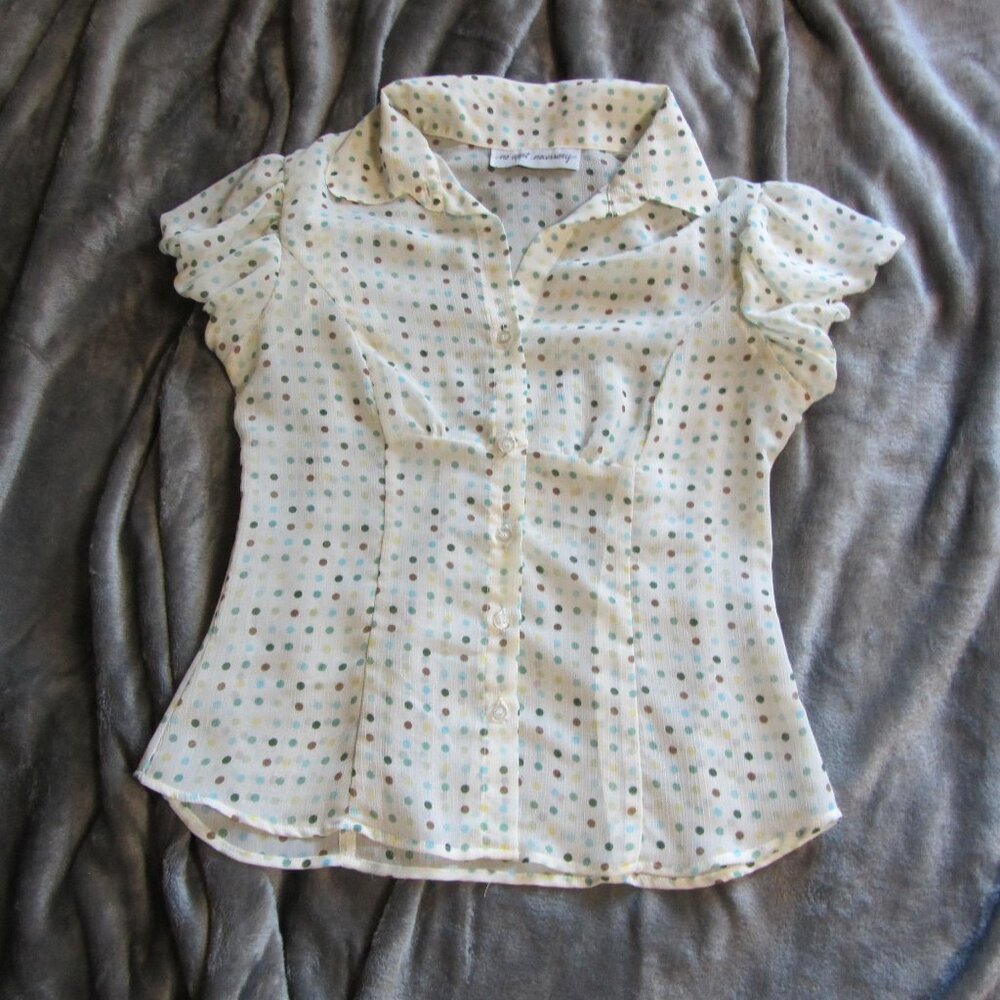 5 for $30 - no appt necessary polka dot blouse size medium (CL355)